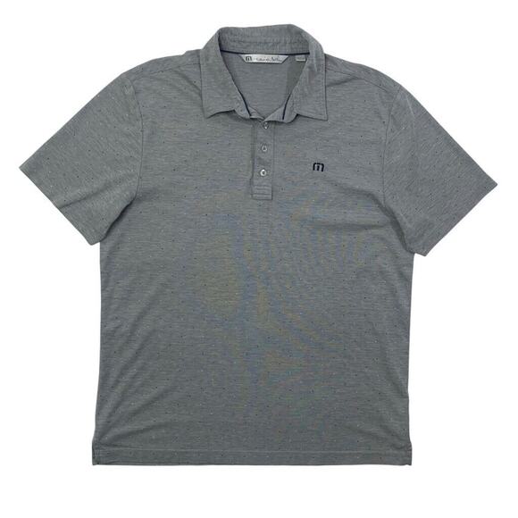Travis Mathew Polo Shirt Mens L Large Grey Micro Dot Cotton Blend Golf - Picture 1 of 11